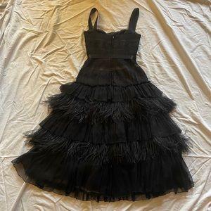 Evening dress with feathers